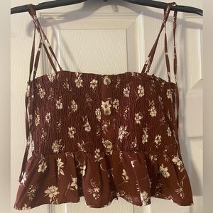 Brown Floral 2 Piece Outfit